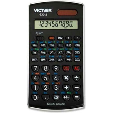 VICTOR TECHNOLOGY Victor¬Æ 10-Digit Scientific Calculator, , Dual Power, 3" X 5" X 1/2", Black 9302